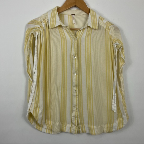 Free People Baby Blues Yellow Striped Top Size Small - Picture 1 of 6
